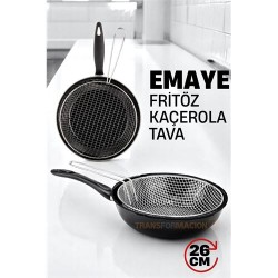 Engithalat Fritözlü Emaye Kızartma Tavası- Kızartma Kaçerola Multi Kullanım  26 CM