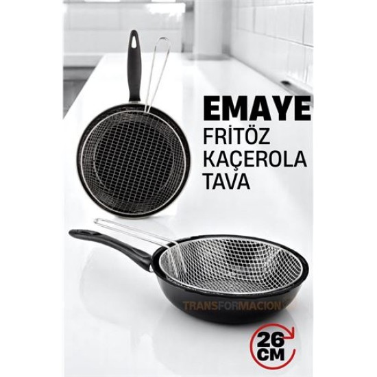 Engithalat Fritözlü Emaye Kızartma Tavası- Kızartma Kaçerola Multi Kullanım 26 CM Engithalat Fritözlü Emaye Kızartma Tavası- Kızartma Kaçerola Multi Kullanım 26 CM