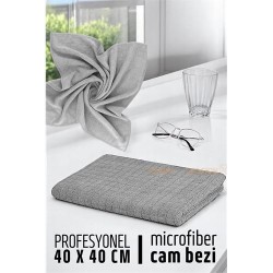 Engithalat Çift Yüzeyli Profesyonel Microfiber Cam Bezi - Yüksek Kalite Temizlik Bezi  40 x 40 cm