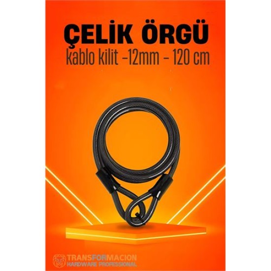 Modacar Çelik Örgü Kablo Kilit 12mm 120 cm Bisiklet Kilidi Motosiklet Kilidi Eşya Garaj Kilidi Modacar Çelik Örgü Kablo Kilit 12mm 120 cm Bisiklet Kilidi Motosiklet Kilidi Eşya Garaj Kilidi