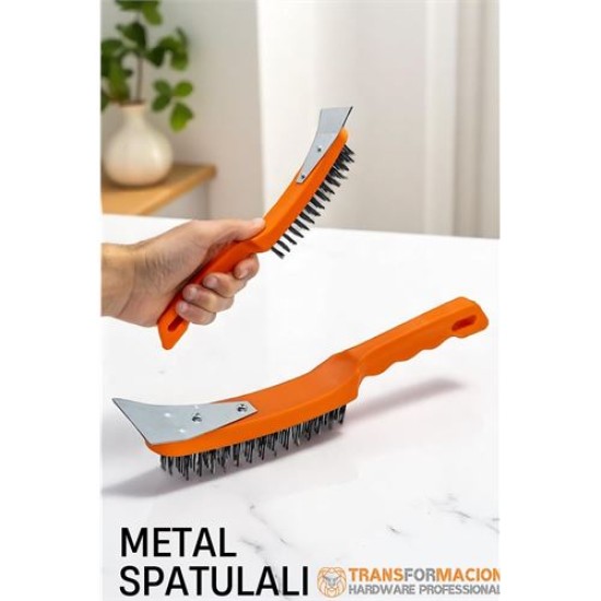 Modacar Metal Spatulalı Tel Fırça - Kazıma Fırçası Modacar Metal Spatulalı Tel Fırça - Kazıma Fırçası