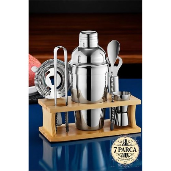 Modacar Shaker Kokteyl Set - 7 Parça 550 ML Shaker Coctail Set Bambu Standlı Modacar Shaker Kokteyl Set - 7 Parça 550 ML Shaker Coctail Set Bambu Standlı
