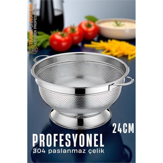Modacar Ayaklı Kevgir - 304 Paslanmaz Çelik Profesyonel Ayaklı Süzgeç 24 Cm Modacar Ayaklı Kevgir - 304 Paslanmaz Çelik Profesyonel Ayaklı Süzgeç 24 Cm