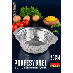 Modacar Alman Tip Kevgir - 304 Paslanmaz Çelik Profesyonel Süzgeç 25 Cm