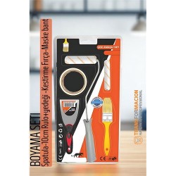 Modacar Boyama Seti - Spatula-10cm Rulo +yedeği -Kestirme Fırça-Maskeleme bant