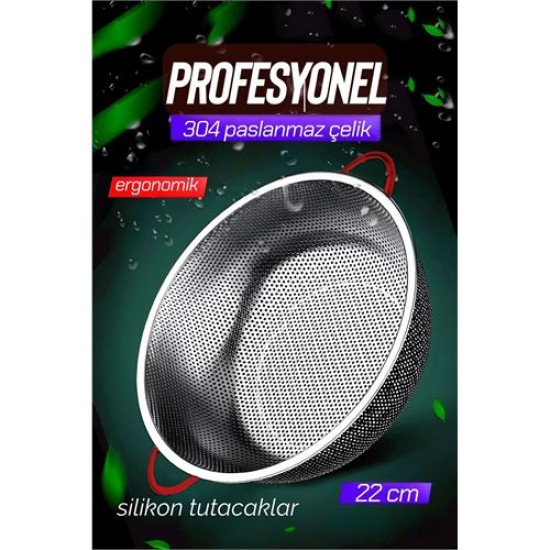 Modacar 22 CM Kevgir Yuvarlak Süzgeç Profesyonel 304 Paslanmaz Çelik Modacar 22 CM Kevgir Yuvarlak Süzgeç Profesyonel 304 Paslanmaz Çelik