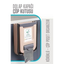 Modacar Körüklü Çöp Kovası - Mutfak Dolap Kapağına Çöp Kutusu LATTE