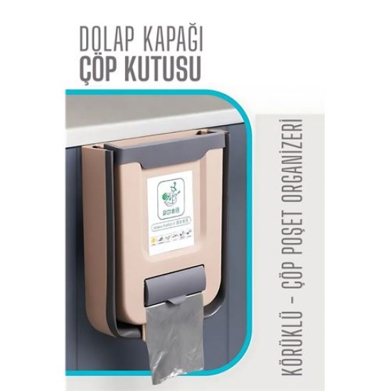 Modacar Körüklü Çöp Kovası - Mutfak Dolap Kapağına Çöp Kutusu LATTE