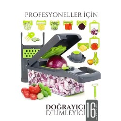 Modacar Dilimleyici Doğrayıcı - 16 parça Sebze Et Doğrayıcı Hazneli Dilimeleyici