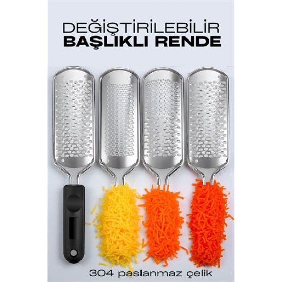 Modacar Rende 3 Değiştirilebilir Başlıklı Profesyonel 304 Çelik El Rendesi Modacar Rende 3 Değiştirilebilir Başlıklı Profesyonel 304 Çelik El Rendesi