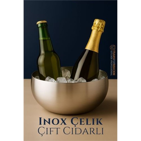 Modacar Çift Cidarlı Soğutucu Kase - İçecek Soğutucu - Inox Çelik Kase 18 cm