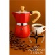 Modacar Italyan Moka Pot - 6061 Saf Alüminyum  Ahşap Saplı - 3 kişilik KIRMIZI
