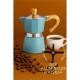 Modacar Italyan Moka Pot - 6061 Saf Alüminyum  Ahşap Saplı - 6 kişilik MAVİ