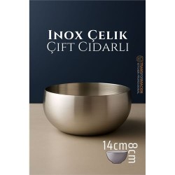Modacar Çift Cidarlı Kase - Inox Çelik Kase  14 cm