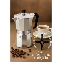 Modacar Klasik Italyan Moka Pot - 6061 Saf Alüminyum  Profesyonel Moka Pot - 6 kişilik