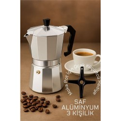 Modacar Klasik Italyan Moka Pot - 6061 Saf Alüminyum  Profesyonel Moka Pot - 3 kişilik