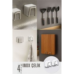 Modacar Inox Çelik Çok Amaçlı Askı - Banyo Askısı - Mutfak Askısı Profesyonel 4 lü SET