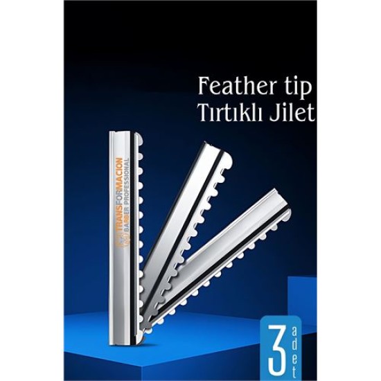 Modacar Feather Tip Tırtıklı Ustura Jileti 3 Adet Modacar Feather Tip Tırtıklı Ustura Jileti 3 Adet