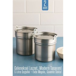 2 li Yoğurt Bakracı – Paslanmaz Çelik 5 Litre |  Kapaklı, Hijyenik ve Dayanıklı