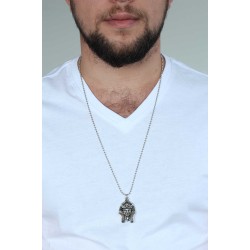 Gümüş Renk Krom Kaplama Kararmaz Firavun Tasarım Metal Erkek Kolye