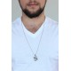 Krom Kaplama Kararmaz Gümüş Renk Metal Mikrofon ve El Tasarım Erkek Kolye Krom Kaplama Kararmaz Gümüş Renk Metal Mikrofon ve El Tasarım Erkek Kolye