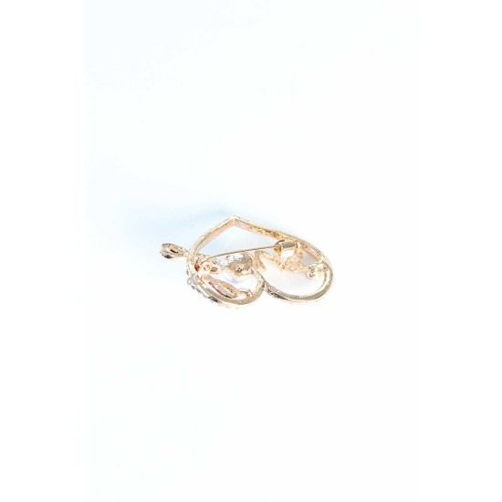 Zirkon Taşlı Metal Broş