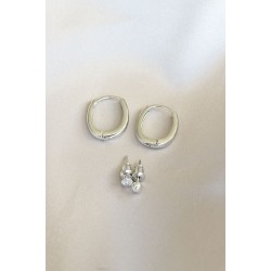 Gümüş Renkli Metal Küpe Seti