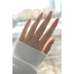 Kaplan Tasarım Gold Ayarlanabilir Kadın Yüzük