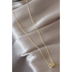 Küp Model Gold Renk Zirkon Taşlı İ Harfli Kolye