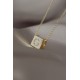 Gold Renkli Zirkon Taşlı Küp Model G Harfli Kolye Gold Renkli Zirkon Taşlı Küp Model G Harfli Kolye
