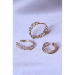 Zirkon Taşlı Zincir Model Küpe Seti