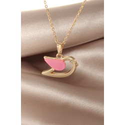Sedefli Pembe Renk Kuş Kolye