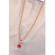 Yeni Sezon Kırmızı Renk Smile Model Retro Gold Metal Kolye Yeni Sezon Kırmızı Renk Smile Model Retro Gold Metal Kolye