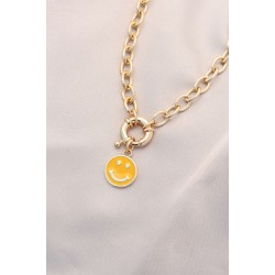Yeni Sezon Sarı Renk Smile Model Retro Gold Metal Kolye