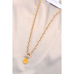 Yeni Sezon Sarı Renk Smile Model Retro Gold Metal Kolye
