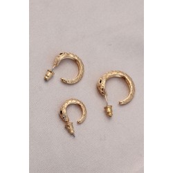Yılan Tasarımlı Halka Model Gold Metal Küpe Seti