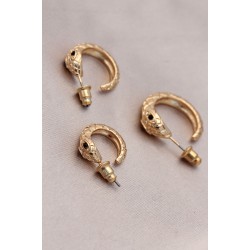Yılan Tasarımlı Halka Model Gold Metal Küpe Seti