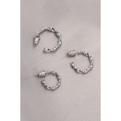Burgu Model Gümüş Metal Küpe Seti