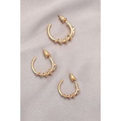 Yılan Tasarımlı Halka Model Gold Metal Küpe Seti