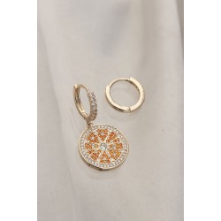 Minimal Taşlı Portakal Model Küpe