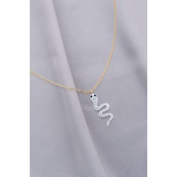 Trend Zirkon Taşlı Yılan Model Çelik Kadın Kolye