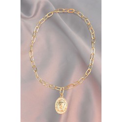 Aslan Figürlü Gold Metal Zincirli Kadın Kolye