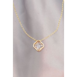 Çiçek Model Zirkon Taş Detaylı Gold Metal Zincirli Kadın Kolye
