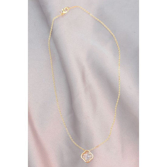 Çiçek Model Zirkon Taş Detaylı Gold Metal Zincirli Kadın Kolye Çiçek Model Zirkon Taş Detaylı Gold Metal Zincirli Kadın Kolye