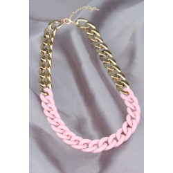 Gold Pembe Renk Uzay Yolu Model Zincir Kolye