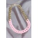 Gold Pembe Renk Uzay Yolu Model Zincir Kolye