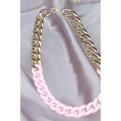 Gold Pembe Renk Uzay Yolu Model Zincir Kolye