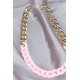 Gold Pembe Renk Uzay Yolu Model Zincir Kolye