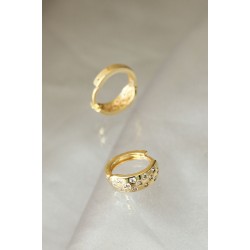 Gold Renk Metal Zirkon Taşlı Minimal Halka Küpe