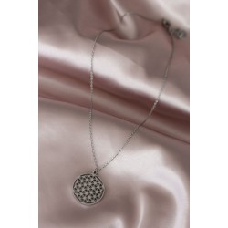 Çelik Silver Renk Yaşam Çiçeği Tasarımlı Kadın Kolye